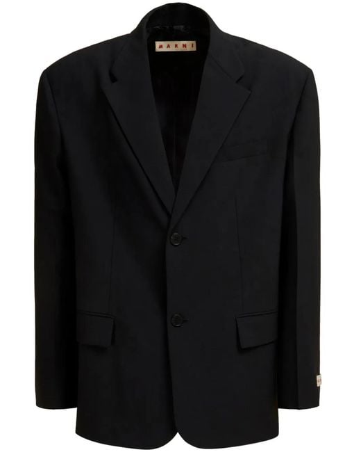 Marni Black Logo-Appliqué Single-Breasted Blazer for men