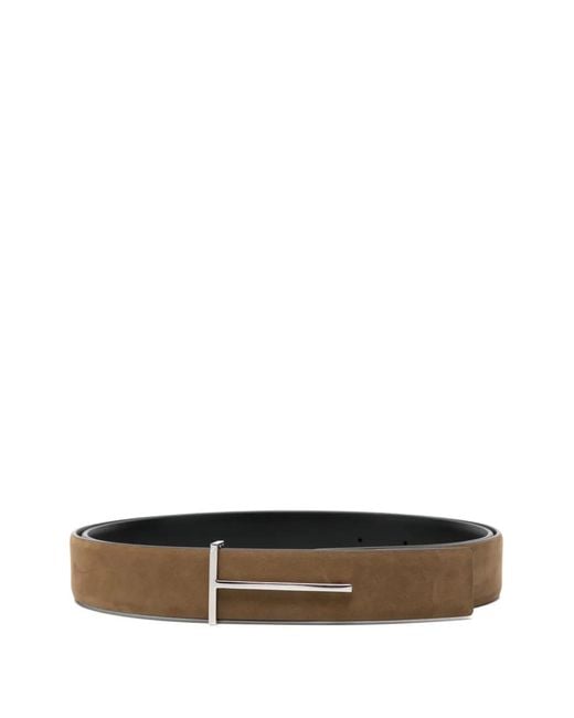 Tom Ford White T-Buckle Belt for men