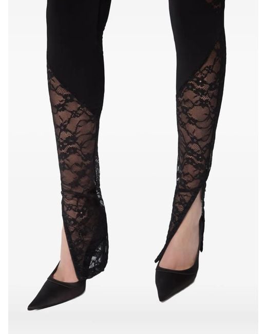 Nina Ricci Black Patchwork-Lace Leggings