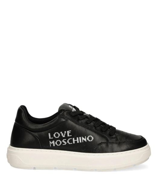 Love Moschino Black Logo Lettering Lace-Up Trainers