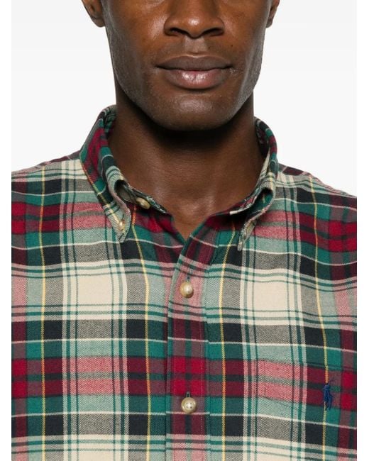 Polo Ralph Lauren Gray Classic Plaid Button-Up Shirt With Curved Hem for men