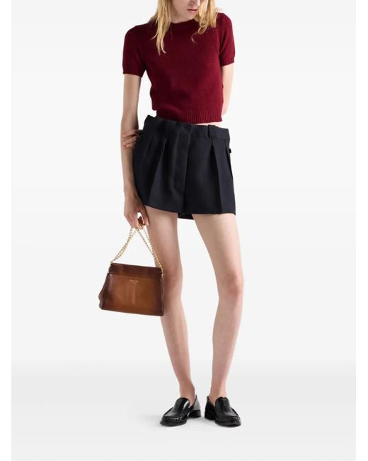 Prada Blue Chevron Wool Shorts