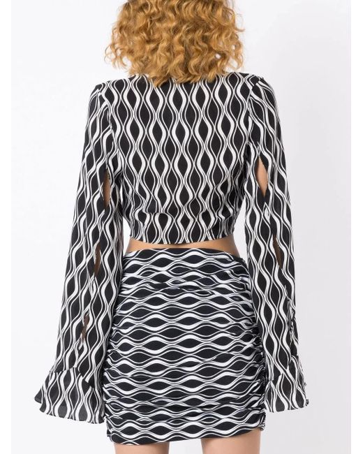 Amir Slama Black Cropped Bell-Sleeved Blouse