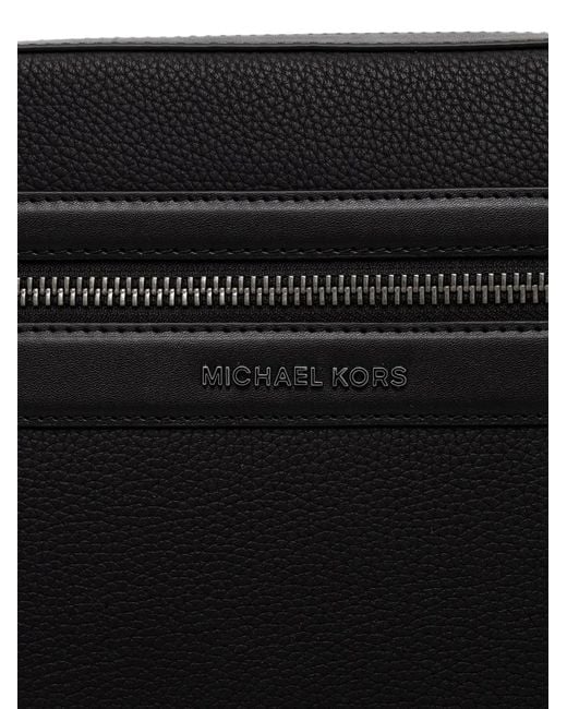 Michael Kors Black Jet Set Logo-Plaque Pebbled Shoulder Bag for men