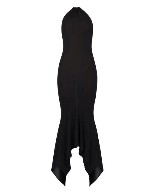 Alexandre Vauthier Black Crystal-Embellished Halterneck Dress