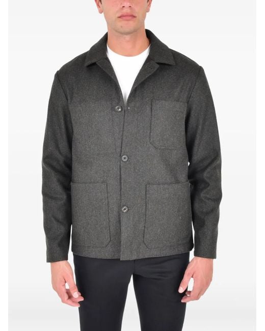 Drumohr Gray Buttoned Patch-Pocket Overshirt for men
