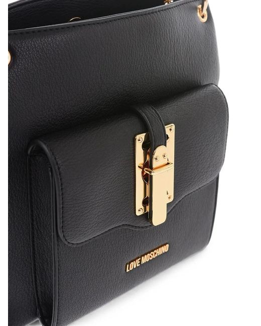 Love Moschino White Grained-Effect Logo-Plaque Shoulder Bag