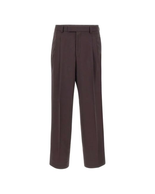 Boss Brown Pleated Twill Trousers for men