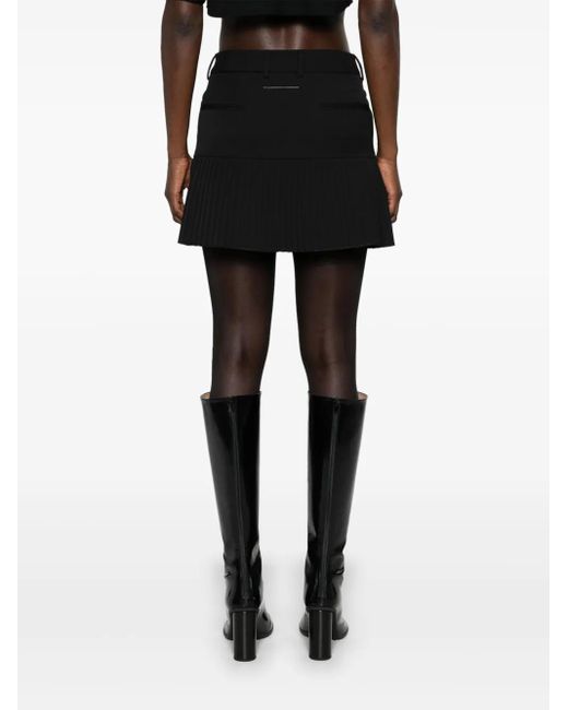 MM6 by Maison Margiela Black Pleated Twill Miniskirt