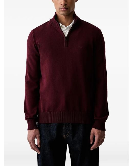 Emporio Armani Half-Zip Logo-Embroidered Sweater for men