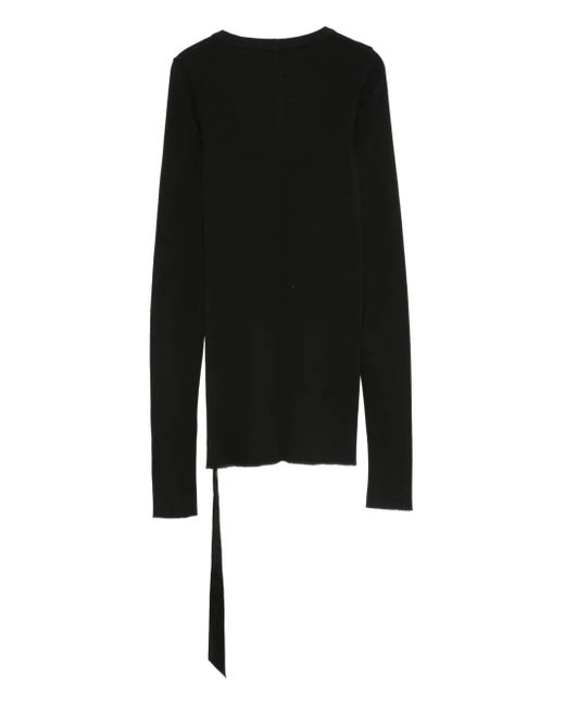Rick Owens Black Long-Sleeve Tie-Detail Top