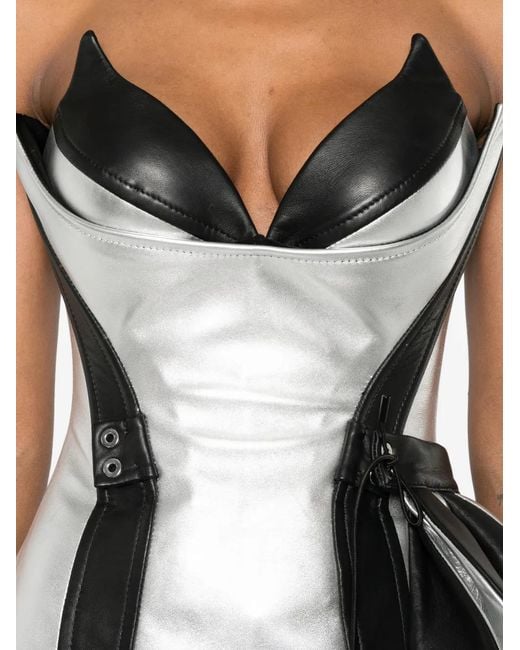 MITILIANE COUTURE Metallic Lace-Up-Fastening Mini Dress