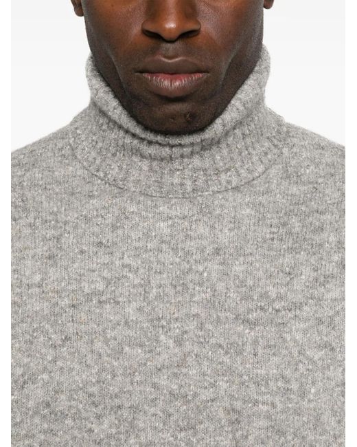 Brunello Cucinelli Gray Melange Turtleneck Sweater for men