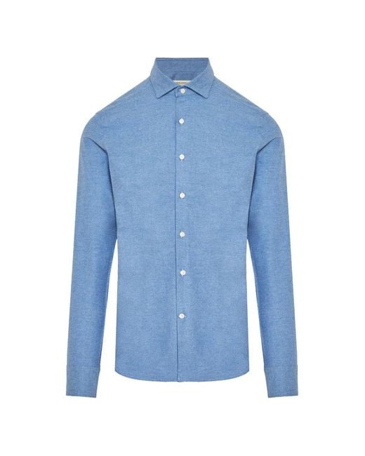 GHIRARDELLI NEXT Blue Spread-Collar Long-Sleeve Shirt for men