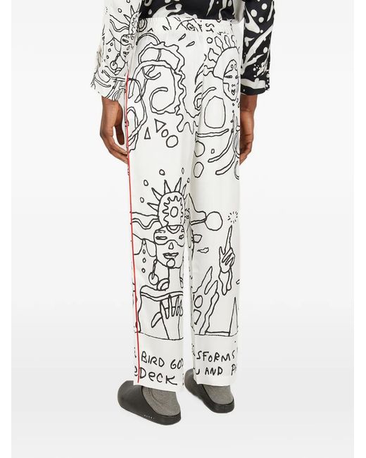 Honey Fucking Dijon White Printed Trousers