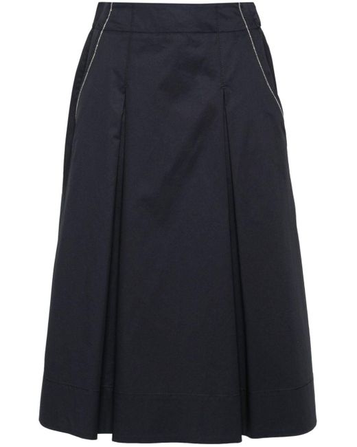 Peserico Blue Bead-detail Twill Skirt