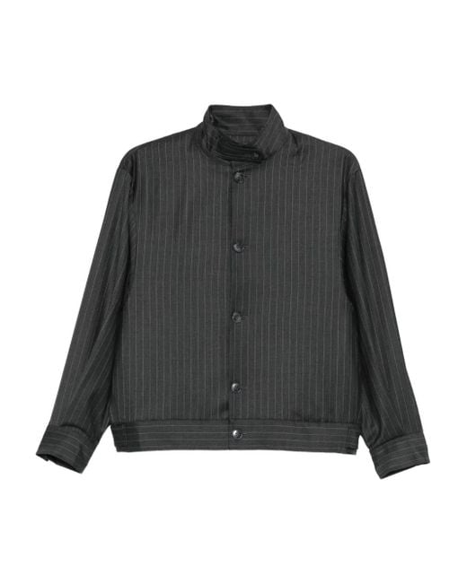 AYA MUSE Black Pinstriped Bomber Jacket