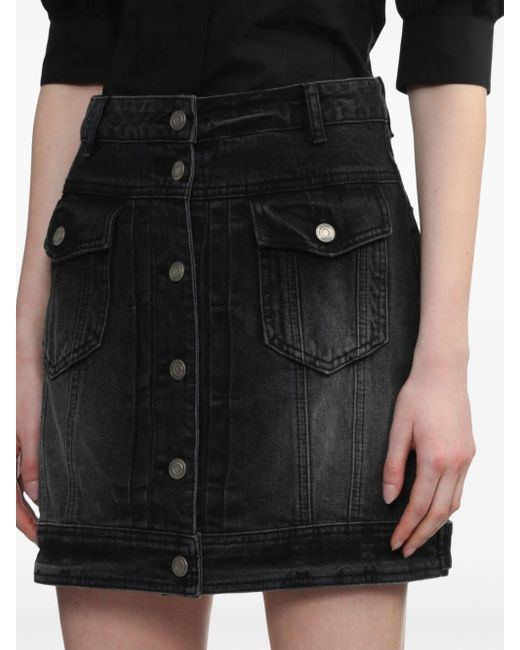 Juun.J Black Panelled Denim Mini Skirt