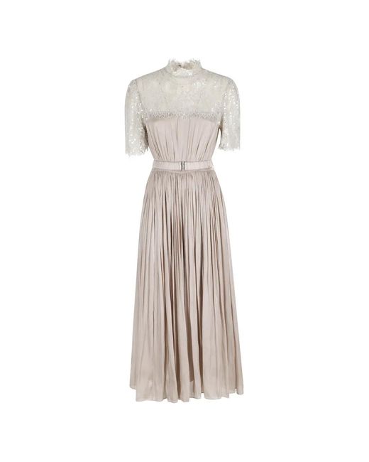 Nissa White Lace-Panelled Sequin-Embellished Midi Dress
