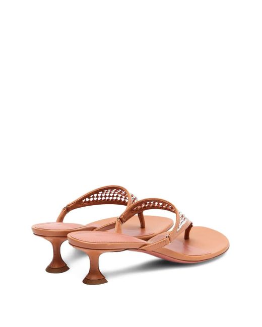 AMINA MUADDI Brown 45Mm Cameron Crystal-Embellished Leather Sandals