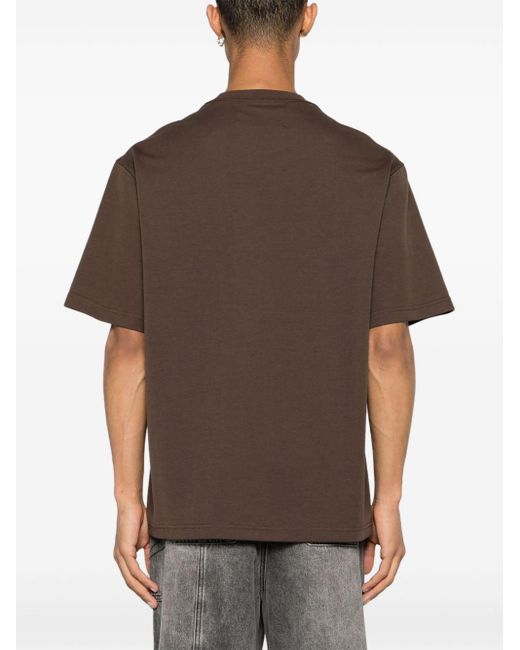 Feng Chen Wang Brown Layered Asymmetric Cotton T-shirt for men