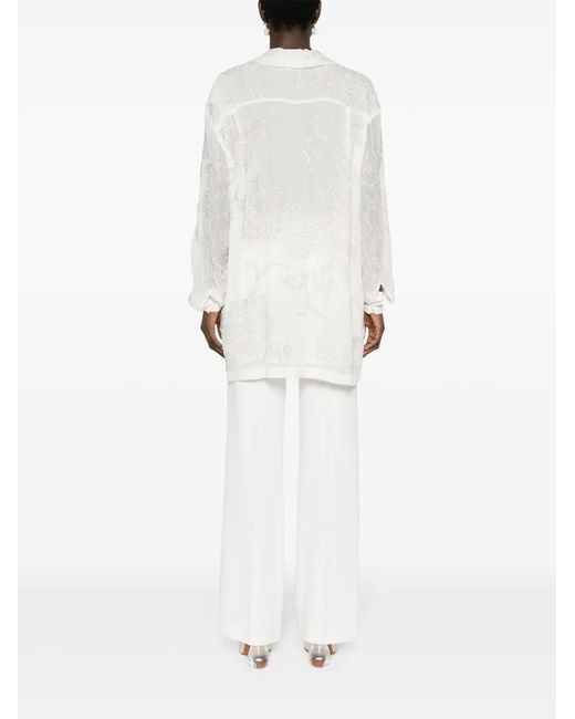 P.A.R.O.S.H. White Bead-Embroidered Shirt