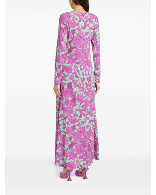 LaDoubleJ Purple Swing Floral-print Maxi Dress