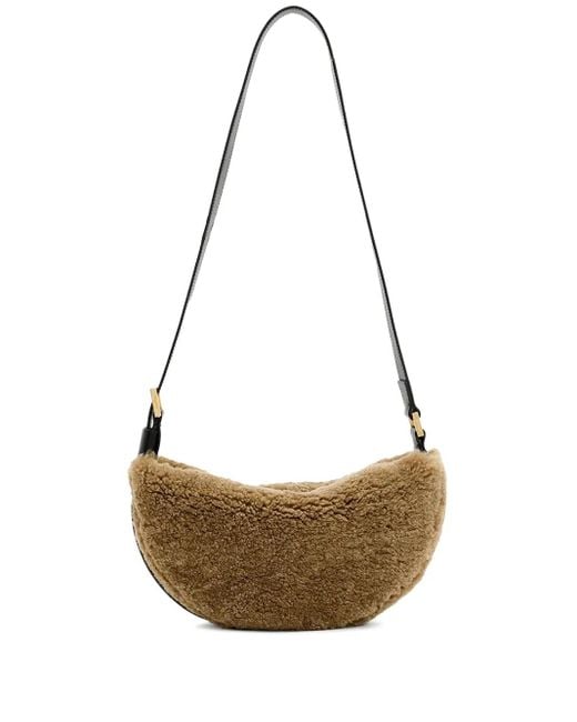 AllSaints White Shearling Crossbody Bag