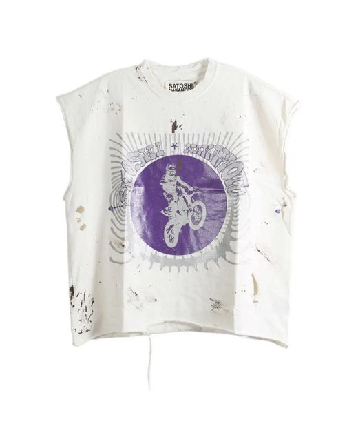 Satoshi Nakamoto White Graphic-Print Sleeveless T-Shirt for men