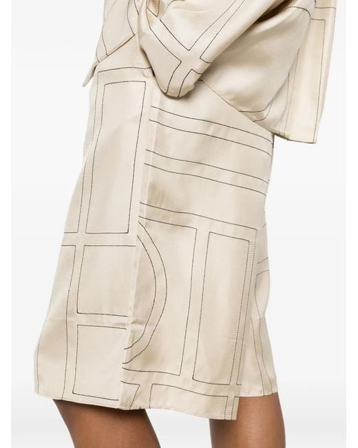 Totême Natural Monogram-Embroidered Culottes