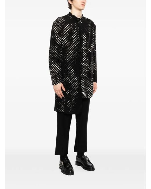 Yohji Yamamoto Black Patterned Buttoned Jacket for men
