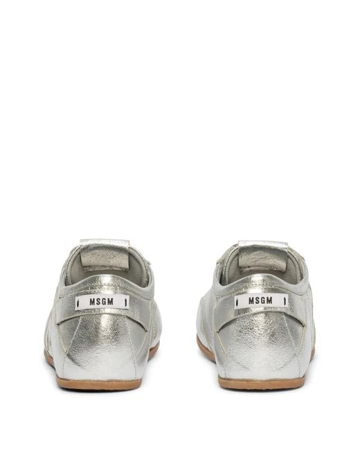 MSGM White Lace-Up Sneakers
