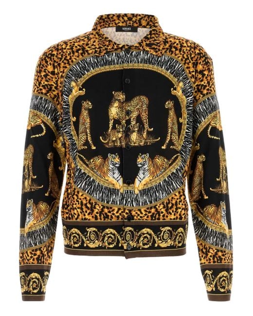 Versace Black Printed Knit Shirt for men