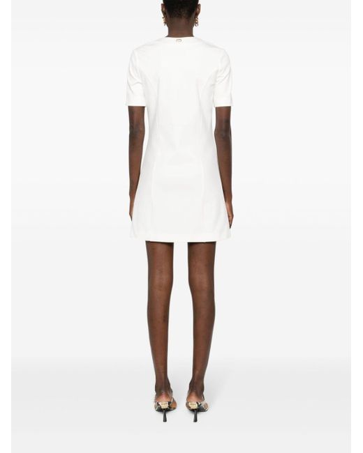 Vestido corto con placa del logo Twin Set de color White