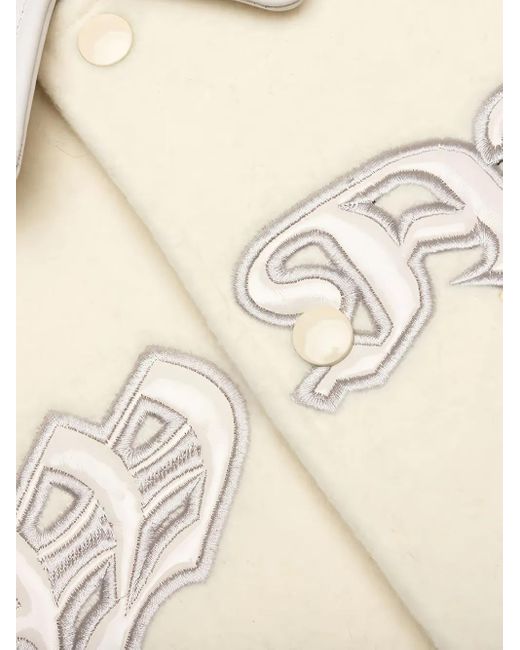 AWAKE NY White Dragon-Embroidered Varsity Jacket for men