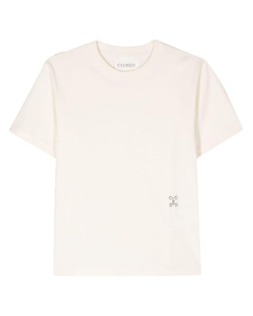 T-shirt en coton biologique à logo imprimé Closed en coloris White