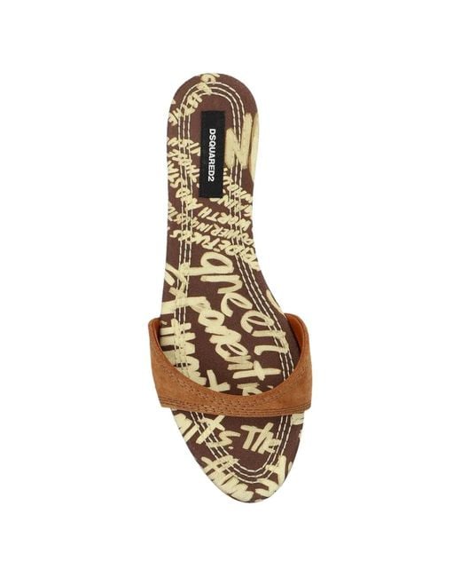 DSquared² Brown Strap-Detail Flat Sandals