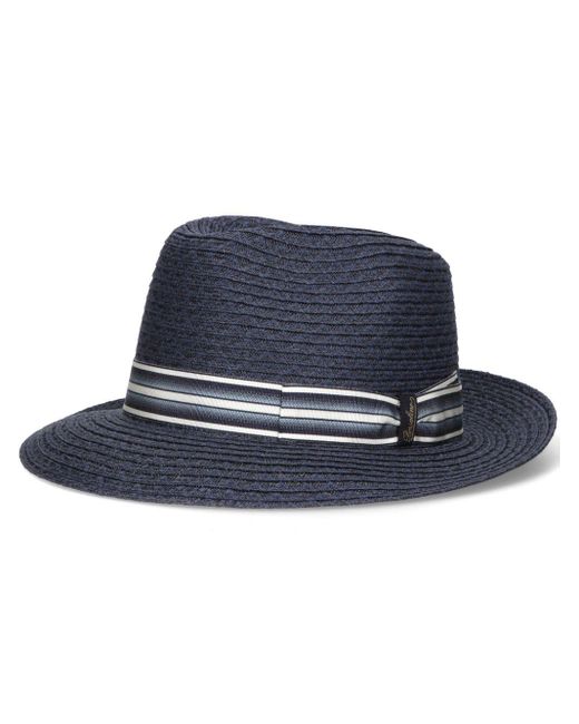 Borsalino Blue Edward Braided Sun Hat for men