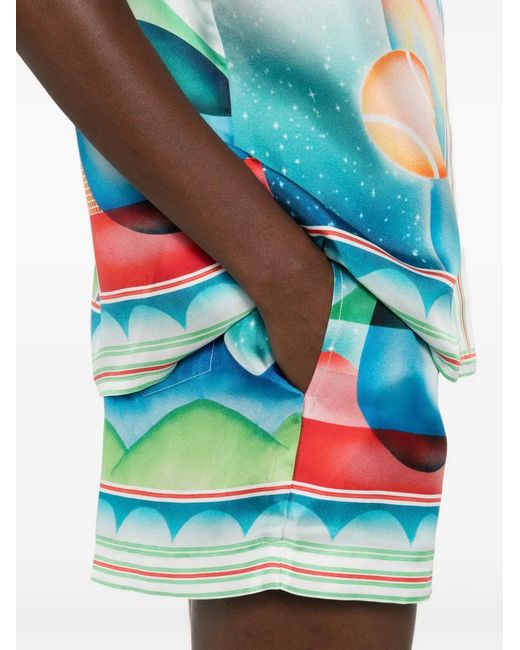 Casablanca Blue Galaxy Court Silk Shorts