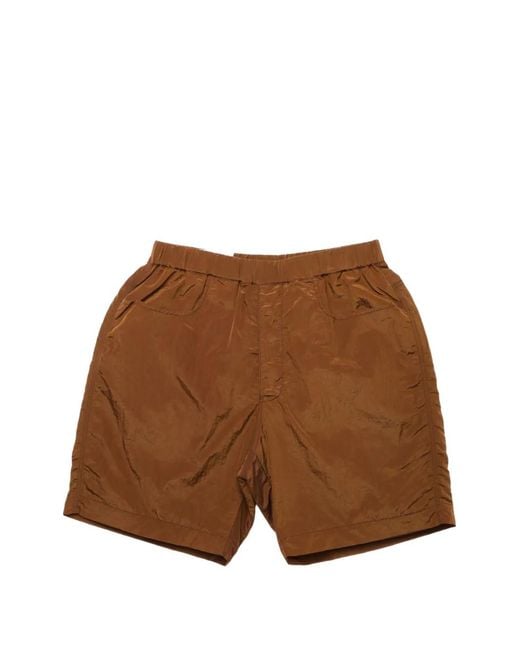 RANRA Brown Stroller Shiny Track Shorts for men