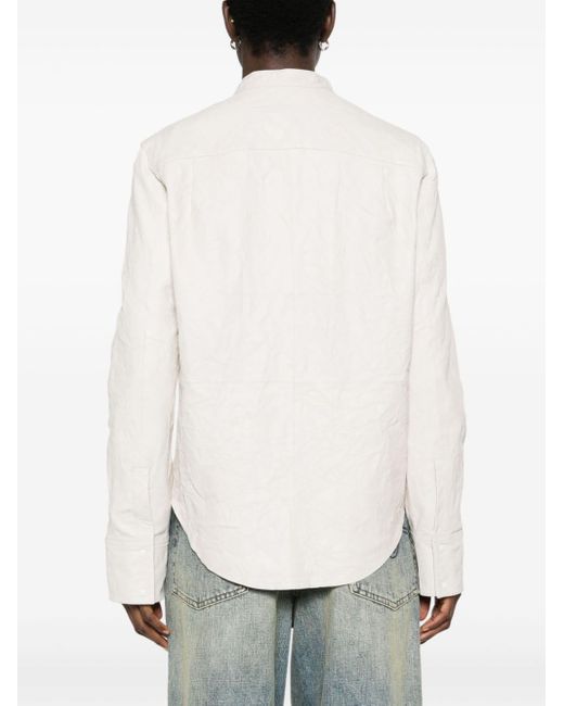 Zadig & Voltaire White Crinkled Leather Overshirt