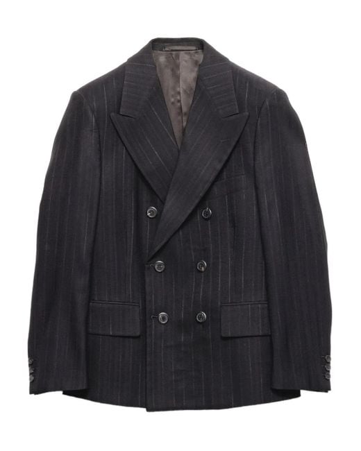 Prada Jack Met Puntige Revers En Krijtstreep in het Blue voor heren
