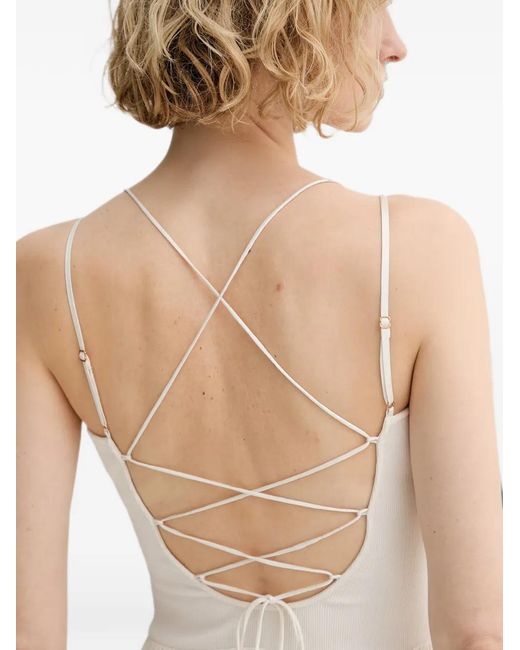 Sessun White Sweet Mambo Lace-Up Midi Dress
