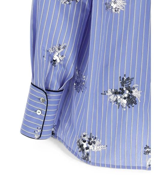 Le twins Blue Aria Sequin-Embellished Pyjama Shirt