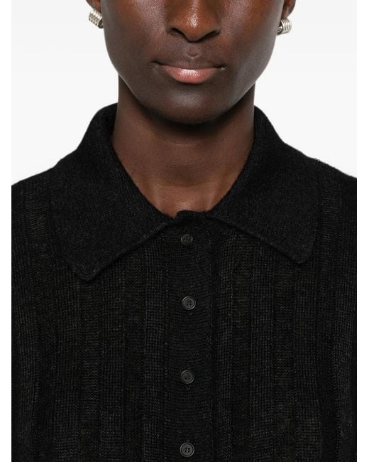 Khaite Black Ribbed-Knit Card
