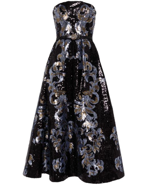 Elie Saab Black Sequinned Midi Dress