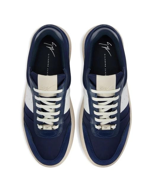 Giuseppe Zanotti Blue Gz Thor Leather Lace Loop Sneakers for men