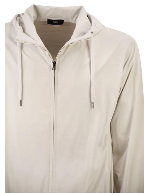 Herno White Elasticated-Waist Hooded Jacket for men