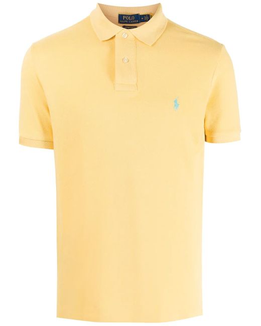 Polo Ralph Lauren Yellow Embroidered-Design Polo Shirt for men