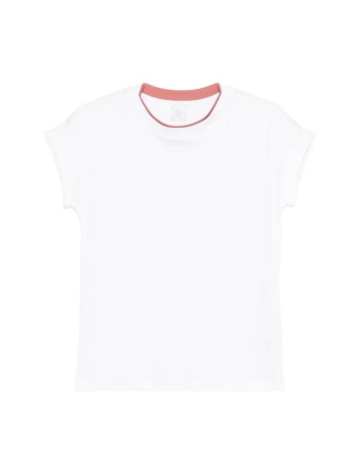 Eleventy White Contrast Trim T-Shirt